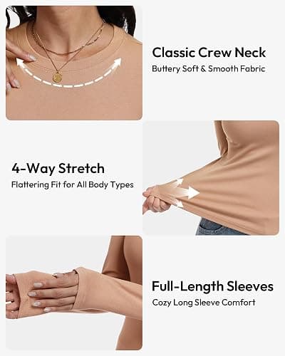 MLYENX 3 Pack Long Sleeve Shirts for Women Basic Fitted Underscrub Top | Soft Stretch Fabric, Figure-Flattering Slim Fit, Crewneck, Undershirts, Layer, Casual, Going Out, Workout, Fall Winter 2026 thumbnail 4