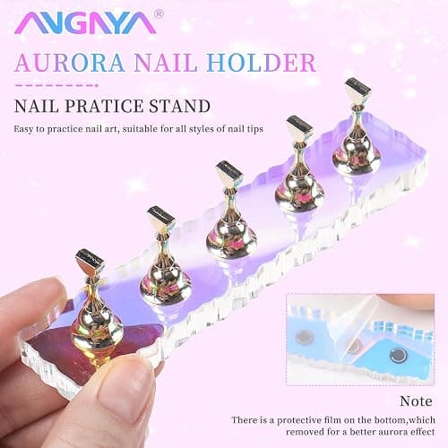 ANGNYA Nail Stands for Press Ons Fake Nail Holder for Painting Nails Art | 2 Sets, 96Pcs Sticky Tapes, Iridescent Color, Strong Magnetic, Sturdy and Easy to Use, Good for Nail Display and Practice thumbnail 8
