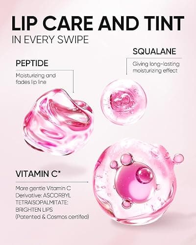 SKINTIFIC Hydrating Brightening Lip Serum, Smooth Tinted Lip Stain, Plumping Lip Gloss with Polypeptide Squalane, Moisturizing Balms, Brighten Dark Lips, Korean Beauty Makeup (04 Pink Berry) thumbnail 2