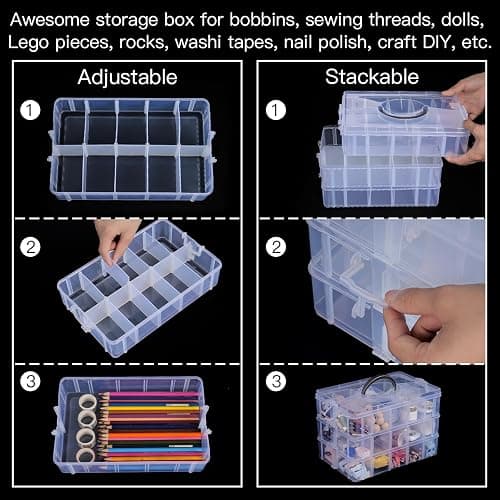 SGHUO 7-Tier Stackable Storage Container Box with 70 Compartments, Plastic Organizer Box for Arts and Crafts, Toy, Fuse Beads, Washi Tapes, Sewing Supplies thumbnail 4