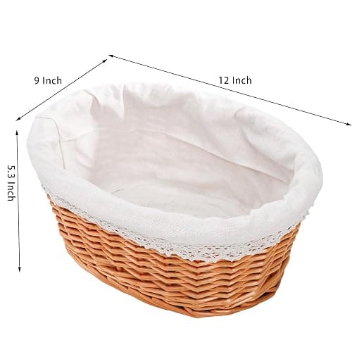 Nicunom Wicker Bread Basket for Serving, 12 In Large Woven Bread Baskets with Removable Liner & Cover, Sourdough Bread Serving Basket Fruit Basket for Kitchen Picnic Entertaining Gift thumbnail 3