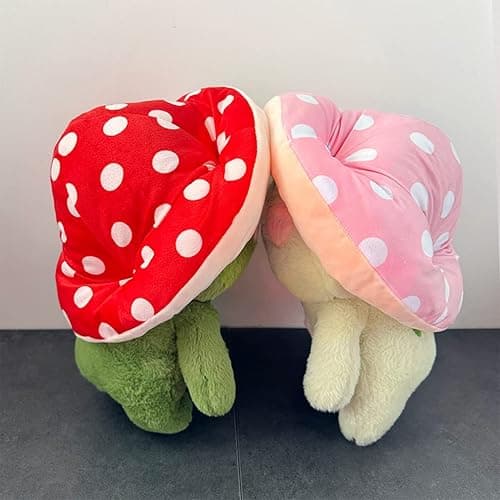 Enivtfz Frog Plush Toys, 10" Cute Frog with Red Mushroom Hat Stuffed Animals, Kawaii Plushies Gift for Kids Girls Adults Valentines Birthdays Gift（Light Green Red hat, 10inch thumbnail 7