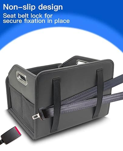 SportySizz Front Seat Car Organizer - 8 Compartments Collapsible Design, Water-Resistant PU Leather, Secure Straps & Metal Handles, Universal for Sedan Truck SUV thumbnail 4