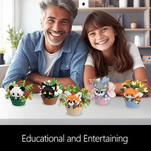 WHIZGO Flower Red Panda Mini Building Blocks for Kids-239PCS, Micro Animal Building Set, Miniature Red Panda Figurine Toys for Adults Women,Birthday Party Favors Stocking Stuffers thumbnail 2