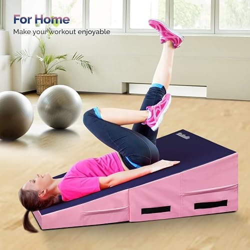 Matladin 48"x24"x14" Tumbling Mat - Folding Gymnastics Cheese Wedge Mat for Kids, Girls Home Training thumbnail 5