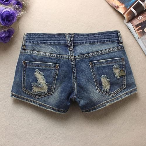Fensajomon Women's Low Rise Summer Ripped Distressed Frayed Denim Shorts Sexy Jean thumbnail 4