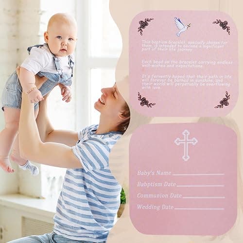 Cafzed Baby Baptism Bracelet with Cross - Baptism Gifts for Girl, Baby Gift for Infant Boys, Toddler Gift Set with Pearl and Poem Card, Christening and Baby Dedication Gifts for Girls with Gift Box thumbnail 5