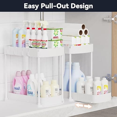Ukeetap 2 Pack Multi-Purpose Pull-Out Storage Organizers, Under Sink & Cabinet Storage, 12.8 Inch, White thumbnail 4