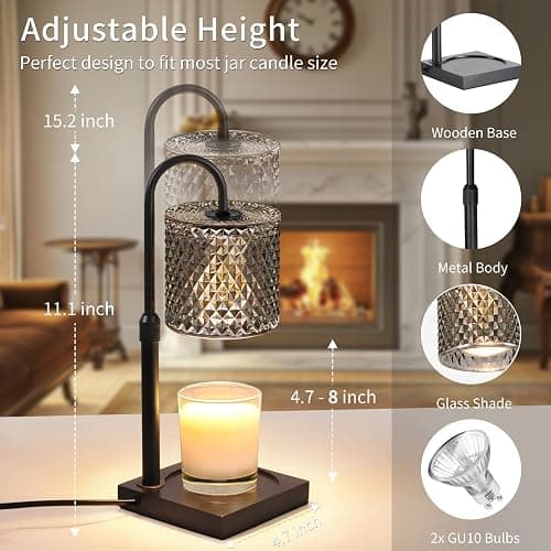 YAYIT Candle Warmer Lamp with Timer Dimmer Adjustable Height, Lamp Candle Warmer for Jar Candles, Home Decor, for Women Birthday thumbnail 5