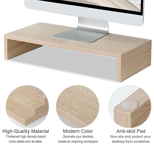 TEAMIX 20 Inch Wood Monitor Stand Riser, Wooden Desktop Stand for PC/TV/Laptop/Printer, Cozy Monitor Riser with Storage, Computer Stand Space-Saving thumbnail 6