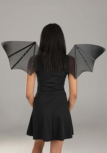 Fun Costumes Sheer Bat Costume Wings for Adults - Nylon Wings with Satin Ribbon Details and Wire Edge, One Size Fits Most Standard - Black thumbnail 4