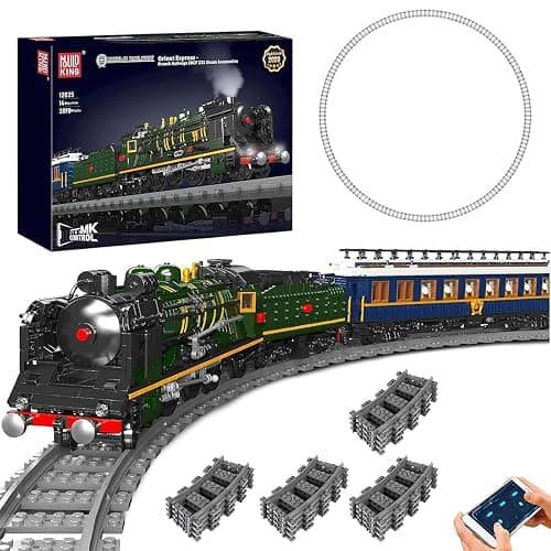 Mould King Orient Express Steam Locomotive Train Building Kit with LED Lighting, Remote/App Control Passenger Toy Block Set, Train Model with Motors and Tracks for Adults Kids(3898 PCS) - Image 1