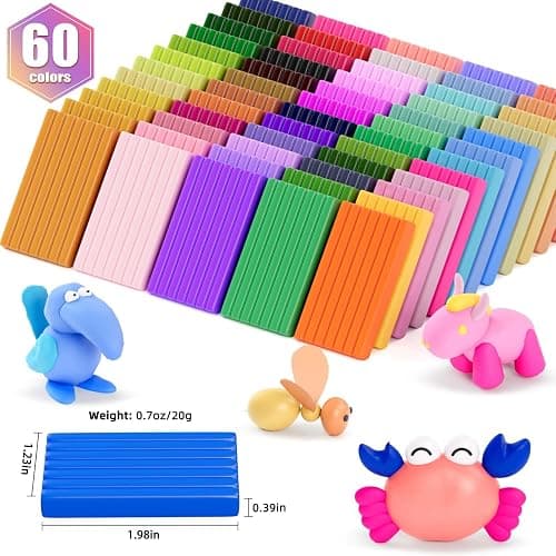 Polymer Clay 60 Colors, CiaraQ Modeling Clay for Kids, Oven Bake Clay with Sculpting Tools, Ideal for Sculpture, Crafting, DIY Projects thumbnail 4