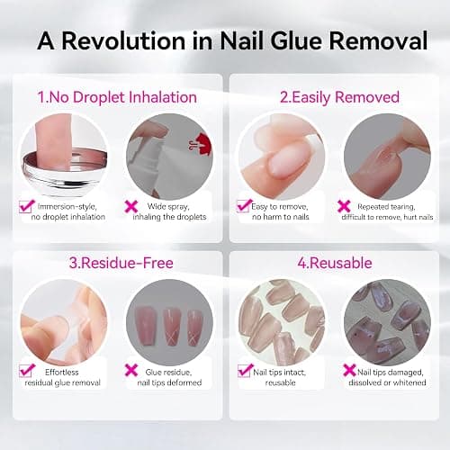 BORN PRETTY 80ML Nail Glue Remover for Press on Nails, 5s Quick Remover Fake Nails with Cuticle Pusher, Easy Remover for Acrylic Tips Nail Glue Fast Acting Adhesive Debonder Acetone-Free thumbnail 4
