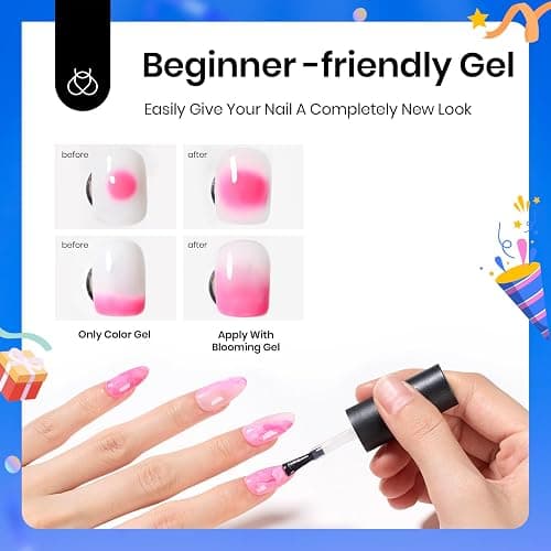 Beetles Blooming Gel 15ml Clear Uv Led Blossom Gel Polish for Spreading Effect Marble Natural Stone Watercolor Floral Print Soak off Diy Nail Art Design Manicure Gift for Women - 0-Blooming Nail Gel - 0.51 Fl Oz (Pack of 1) thumbnail 4