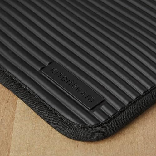 KITCHENAID Ribbed Soft Silicone Pot Holder 2-Pack Set, Matte Black, 7"x9" thumbnail 3
