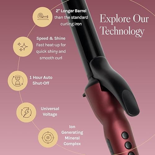 Bio Ionic Long Barrel Styler,Curling Iron with Moisture Heat Technology & NanoIonic MX, Verstatile Curling Wand thumbnail 3