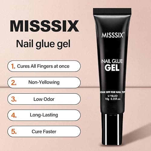 Misssix Short Almond Gel x Nail Tips Kit, 504Pcs Pre Etched Clear Fake Nails, Full Cover False Nail 9-in-1 Gel Glue and Portable Mini U V Nail Lamp for Women 12 Sizes thumbnail 4