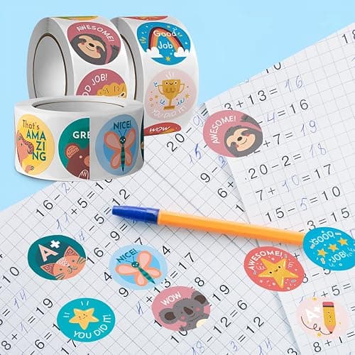 1500PCS Teacher Stickers, 3 Rolls Classroom Motivational Potty Training Stickers for Kids Students Reward School Supplies Teacher Must Haves-24 Cute Designs, 1 inch thumbnail 6