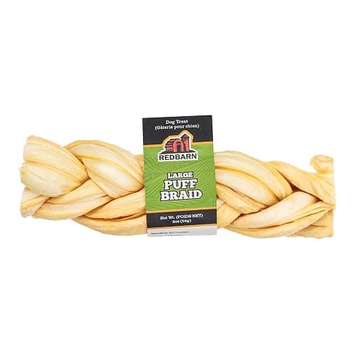 Redbarn Large Puff Braid 10-Count 100% Natural Beef Esophagus Dog Chews - Rawhide-Free Single Ingredient Dental Treats for Puppies, Adult and Senior Dogs of All Life Stages thumbnail 2