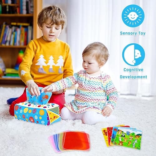 Aiduy Baby Toys 6 to 12 Months - Baby Tissue Box Toys Montessori Toys for Babies 6-12 Months Soft Crinkle Infant Sensory Toys for 1 Year Old Early Learning Toys Baby Boys Girls Gifts thumbnail 7
