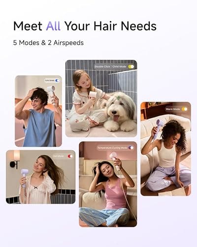 Laifen Air Diffuser Hair Dryer, 15 × High-Speed Ionic Hairdryer, White | Perfect for Daily Use & Curly Hair, Palm-Sized, Mini Blow Dryer with Diffuser, Travel Hair Dryers for Women, Hair Accessories thumbnail 8