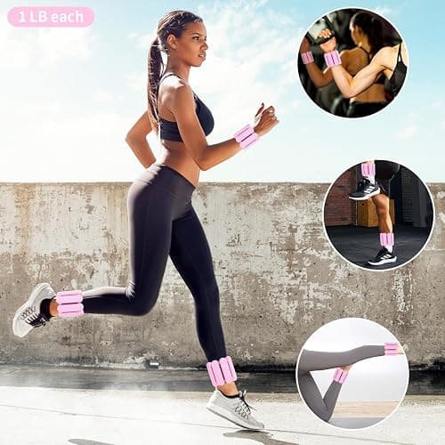 YOVKOK Adjustable Ankle Weights for Women Men,Wrist Weights set for Walking Running,1 Pair (1Lbs Each) Silicone Workout Weights for gym fitness, Jogging,yoga,pilates,strength training,physical therapy thumbnail 6