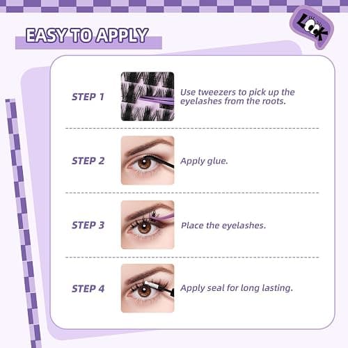 B&Q Manga Lash Clusters Kit DIY Eyelash Clusters at Home with 72H Waterproof Bond and Seal 0.05mm Ultra-Thin Band Wispy Spiky Anime Lashes for Daily & Party, 8-18mm Lash Extensions(KIT-Anime 01) thumbnail 9