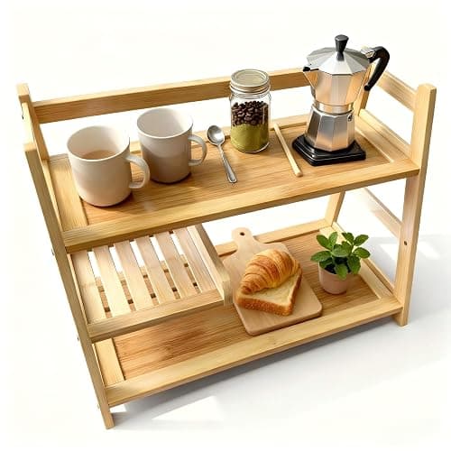 Lnncdsc Bamboo Matcha Station Organizer - Large Capacity 3-Tier Shelf, Easy to Install for Matcha and Coffee Bar Accessories, Perfect for Tea and Coffee Enthusiasts.(wood, large) thumbnail 4