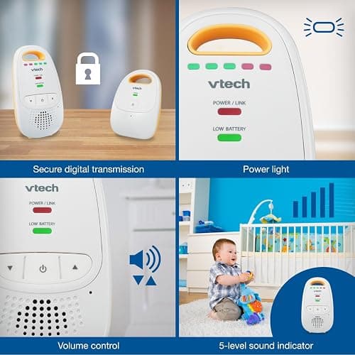 VTech Audio Baby Monitor — No Static DECT 6.0, No WiFi, Hack-Proof | 8Hr Battery, Belt Clip, 1000ft Range, 5-Level Sound Indicator | DM111 thumbnail 5