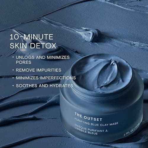 The Outset Purifying Blue Clay Mask - Gentle Fragrance Free Non-Drying Detox - Hydrating, Clarifying for Blackheads and Pores - Clean, Vegan, Gluten Free - All Skin Types, Sensitive Skin - 1.7 fl oz thumbnail 3