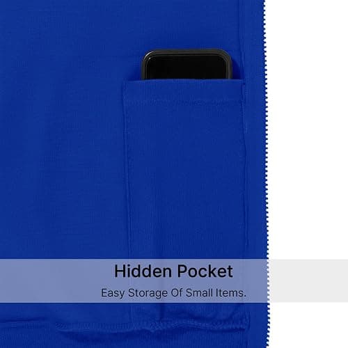 Ohoo Mens Slim Fit Zip up Hoodie Cotton Blend Soft Fabric Short Sleeve Lightweight Comfy Basic Jacket with Kanga Pocket thumbnail 5
