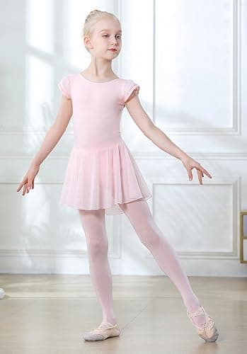 DIPUG Ballet Leotards for Girls Ballet Leotard with Skirt Toddler Dance Leotards Flutter Sleeve and Criss-Cross Back thumbnail 3