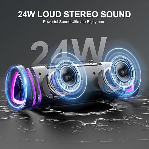 aowoka Bluetooth Speaker, 2025 Portable Wireless Speakers with Led Light, Bluetooth 5.4, 24H Playtime, Enhanced Bass, IPX7 Waterproof, Outdoor Speaker for Travel, Sport, Party, Biking. thumbnail 2