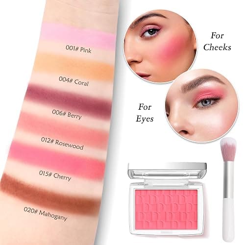 LYBHDAFA Berry Blush Powder Blush for Cheeks with Brush, Matte Blush Palette Blush Powder Face Blusher, Natural Blendable Formula Silky Lightweight Makeup Blush Rubores de Maquillaje, 006# thumbnail 6
