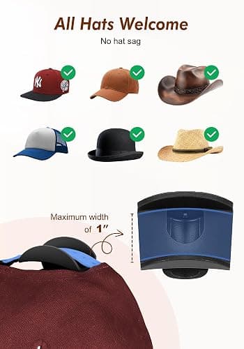 HOUSE DAY Adhesive Hat Hooks for Wall 16 Pack, Strong Hat Rack for Baseball Cap Display Organizer, Hats Holder for Wall, Door, Closet, No Drilling, Black thumbnail 4