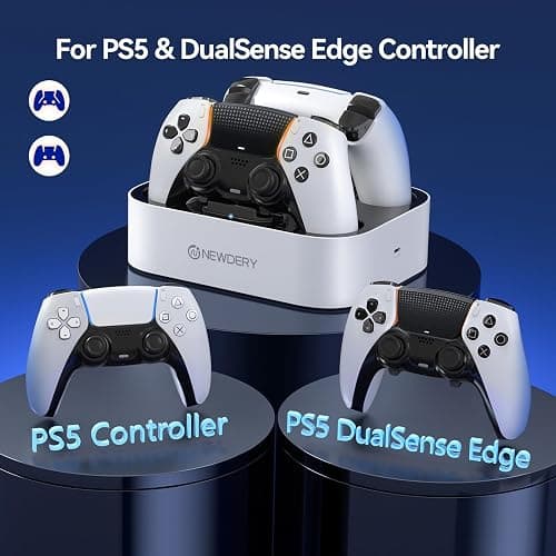 NEWDERY for PS5 Controller Charger Station Compatible with Dualsense Edge, Fast Charging Dock Stand with Cable, Dual Charging Station for PlayStation 5 & DualSense Edge Controller thumbnail 4