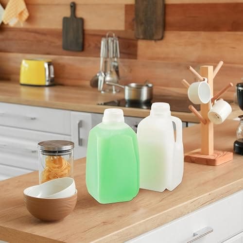 Skylety 24 Pack Mini Milk Jugs Plastic Gallon Jugs with Caps Water Juice Empty HDPE Soda Bottles Gallon Containers for Liquids Smoothies Tea(32 oz,White) thumbnail 2