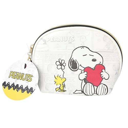 SALLY ROSE Peanuts Snoopy Makeup Bag | Large Dome Cosmetic Bag with Woodstock and Comic Print - Image 1