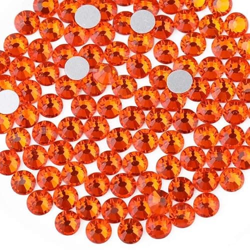 Beadsland 144 Pieces Flat Back Crystal Rhinestones Round Gems, Orange, SS40, 8.4-8.7mm - Image 1