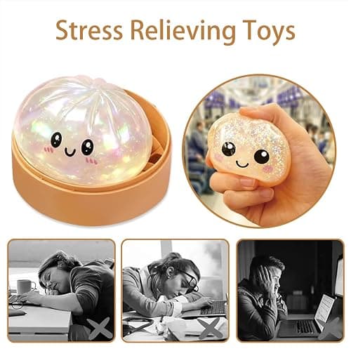 Glitter Dumpling, Glitter Dumpling Squishy with Box,Dumplings Stress Balls Fidget Sensory Balls,Dumplings Sensory Squeeze Toy for Stress Relief thumbnail 8