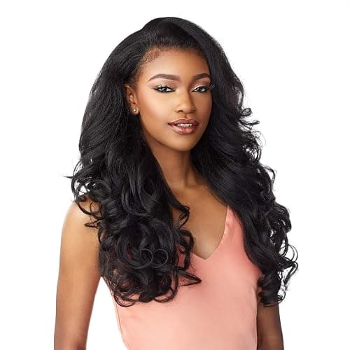 Sensationnel Instant Weave Half Wig - 3 Synthetic Blendwig Adjustable Drawstring for Seamless Hair Blending (2 DARKBROWN) - Image 1