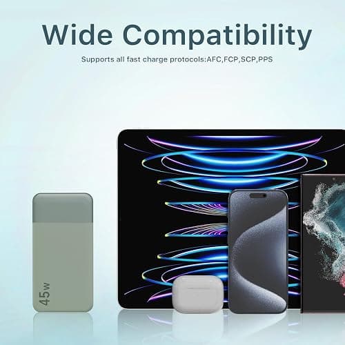 NOBIS Power Bank, 45W 20000mAh Portable Charger, USB C Fast Charging, 4 Ports External Battery Pack with LED Digital Display, Compatible with Laptop, Phone 15 14 13 Pro S23 S22 (Green) thumbnail 7