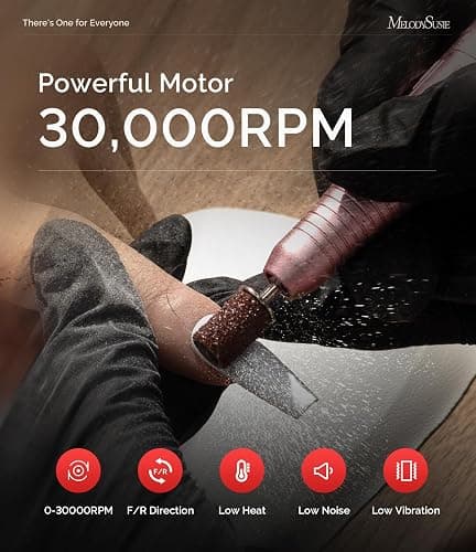 MelodySusie Multifunctional Upgraded Desktop Cordless Nail Drill with Bit Holders, SC320G 30000RPM E-File with Elegant Design for All Manicure Shaping & Gel Removal, Ideal for Nail Artists & Home Use thumbnail 4