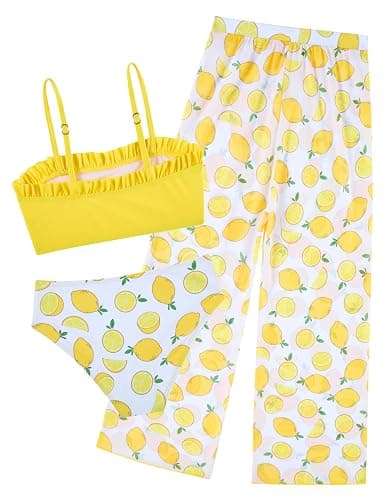 Vogseek 6-16T Girls 3 Pieces Bikini Bathing Suit with Rash Guard Pants Quick Dry Swimwear Cover-Up Sets thumbnail 2