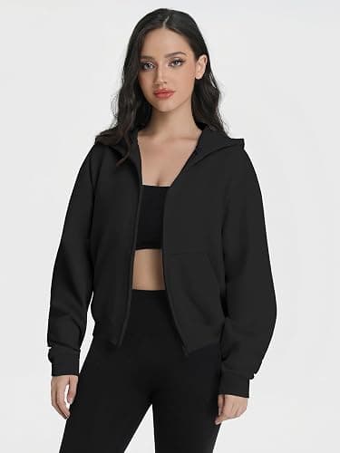 Abonlen Zip Up Hoodies for Women Fleece Jacket with Pockets Casual Sweatshirts Comfy Fall Coats thumbnail 2