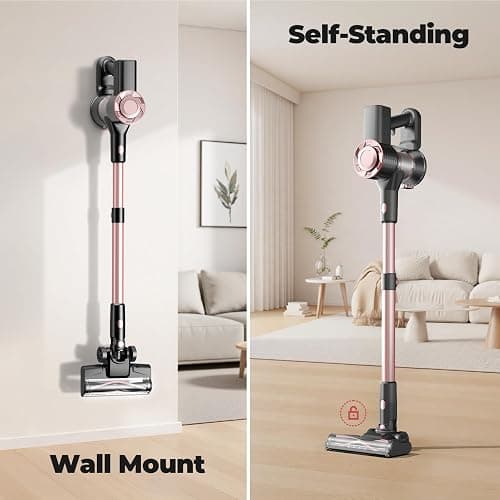 Hysinixs Cordless Vacuum Cleaner, Powerful Lightweight Stick Vacuum with Self-Standing, Anti-Tangle, 8-in-1 Rechargeable Vacuum Cleaners for Home, Hardwood Floors, Carpet, Pet Hair thumbnail 6