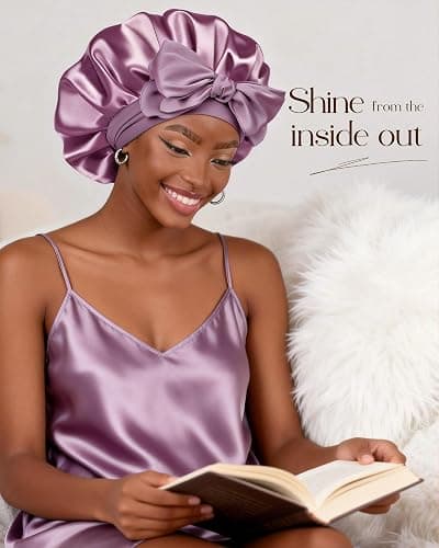 YANIBEST Silk Bonnet for Sleeping Women Adjustable Double Layer Satin Bonnet Reduce Friction Prevent Frizz Natural Curly Hair thumbnail 3