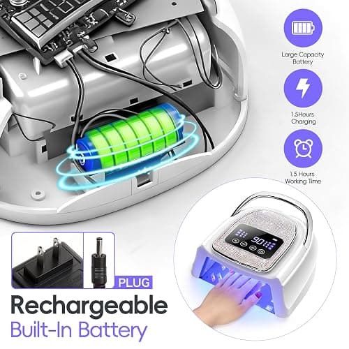 COSCELIA U V Nail Lamp Cordless Rechargeable U V Light for Gel Nails Prossional Automatic Sensor 3 Timer Quick Drying Glitter Nail Dryer Gifts for Women thumbnail 4