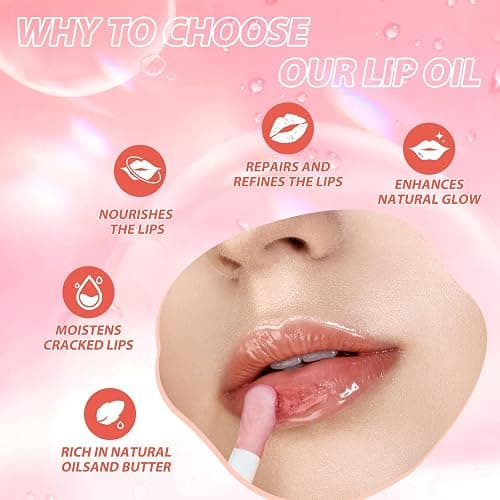 LANGMANNI Lip Oil,No-Sticky Gloss Lip Balm Lip Care,Fruit Flavoured Lip Oil For Dry Lip's Moisturizing Hydrating And Nourishing (Strawberry+Coco) thumbnail 6